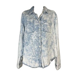 Thread & Supply Button Down Shirt W/ M Blue Acid Wash lyocell LN/NWOT